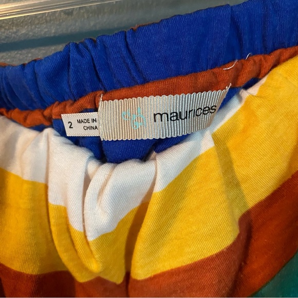 Maurices Yellow and Blue Midi Bubble Skirt Asymmetrical Tie Front - Picture 2 of 3